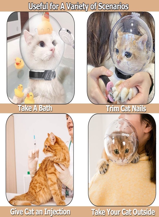 Hoqqf Cat Transparent Muzzle with Breathable Hood, Adjustable Kitten Astronaut Helmet Prevent from pet Biting Chewing Grooming Hoqqf, Ball Mask for Aggressive Cat(L) - Image 3